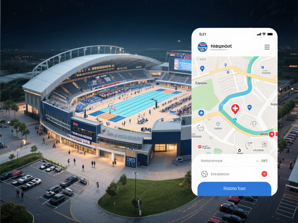 大型体育中心往往包含多个功能区域，比如篮球场、游泳